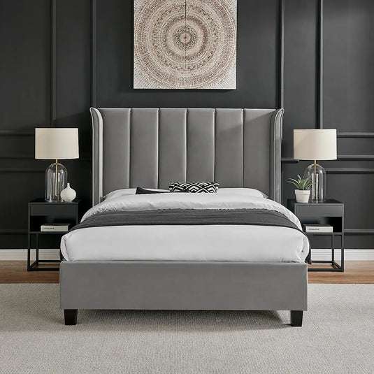 Paris Luxury Wingback Velvet Bed