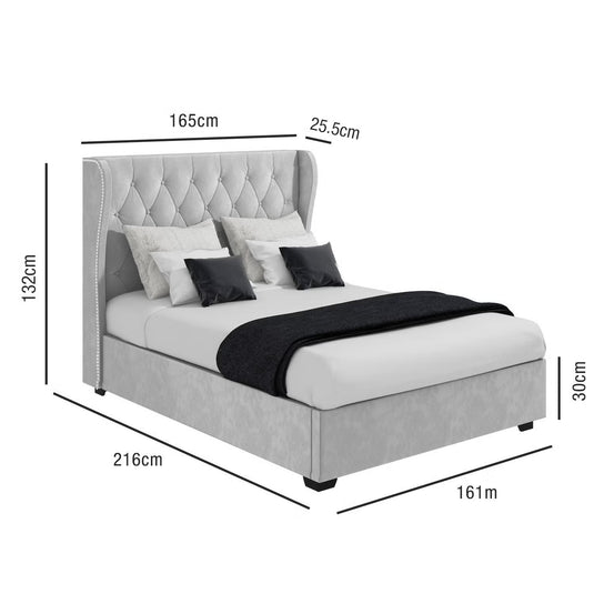 Safina Luxury Bed with Storage & Winged Headboard